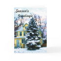 Yellow House in Snow card