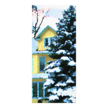 Yellow House in Snow Rack Card