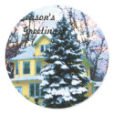 Yellow House in Snow sticker