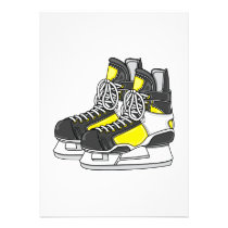 Yellow Ice Hockey Skates invitations