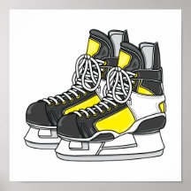 Yellow Ice Hockey Skates Poster