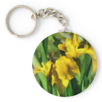 Yellow Japanese Irises keychains