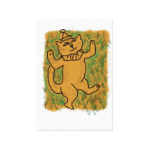 Yellow Jester Cat by Esther Nowell Stretched Canvas Prints