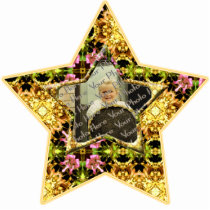 Yellow Kaleidoscope  Custom Photo Star Ornament Photo Cut Out