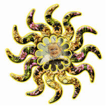 Yellow Kaleidoscope Photo Twirly Star Ornament Photo Cut Outs