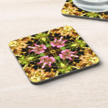 Yellow Kaleidoscope Wheel Cork Coasters