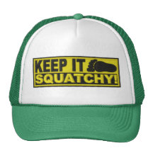 Yellow KEEP IT SQUATCHY!  "embroidered-look" print Hat