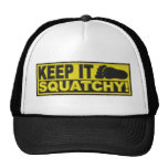 Yellow KEEP IT SQUATCHY! "embroidered-look" print Hats