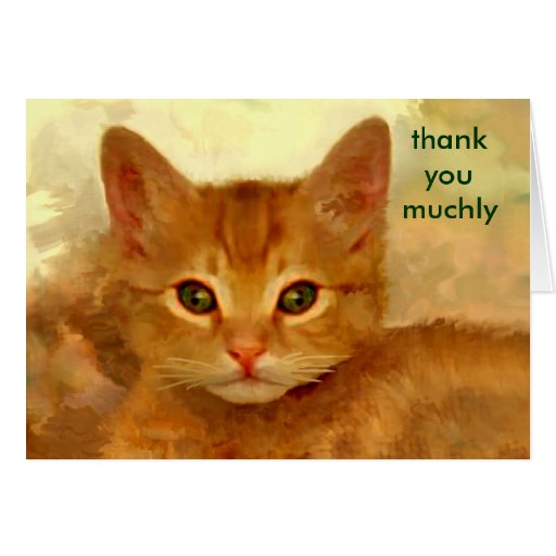 Yellow Kitten Cat Thank You Card Zazzle 