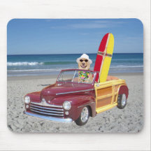 Yellow Lab Driving a Woodie Mouse Pad