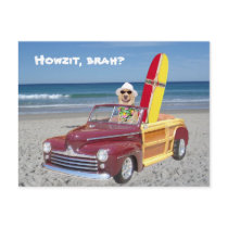 Yellow Lab Driving Woodie Post Cards