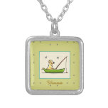 Yellow Lab Fishing Dragonflies Personalized Pendants