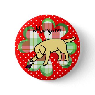 Yellow Lab Friendly Cartoon Labrador Pinback Buttons