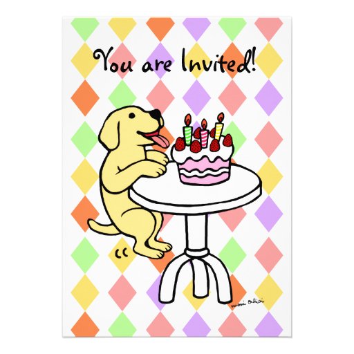 Yellow Lab Puppy Birthday Invitations