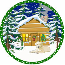 Yellow lab puppy winter photo sculptures