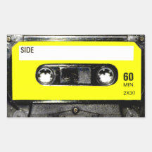 Yellow Label Vintage Cassette Rectangle Sticker