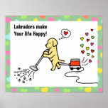 Yellow Labrador Cartoon Posters
