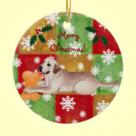 Yellow Labrador Christmas Mosaic Snowflake ornaments