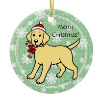 Yellow Labrador Christmas Santa Hat Ornament