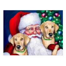 Yellow Labrador Christmas Santa's Labs postcards