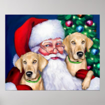 Yellow Labrador Christmas Santa's Labs posters