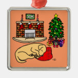 Yellow Labrador Christmas Tree Illustration Christmas Ornaments