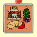 Yellow Labrador Christmas Tree Illustration ornaments