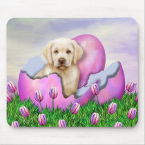 Yellow Labrador Easter Surprise Mouse Pads