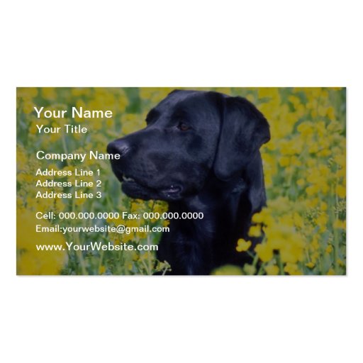 yellow Labrador flowers Business Card (front side)