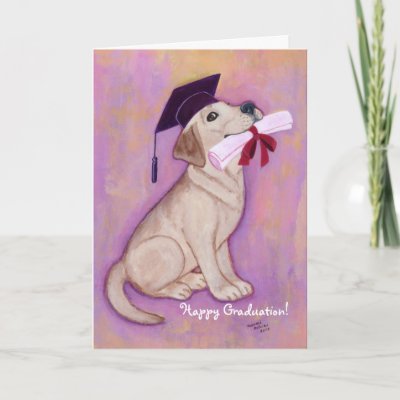 Yellow Labrador Graduation Puppy School Cards