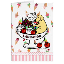 Yellow Labrador & Ice Cream Sundae Greeting Cards