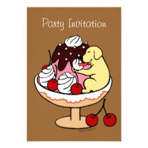 Yellow Labrador & Ice Cream Sundae Invites