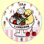 Yellow Labrador & Ice Cream Sundae wall clocks