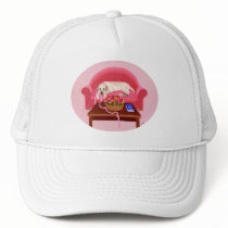 Yellow Labrador on the pink couch Trucker Hats