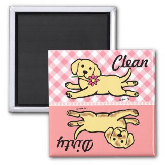 Yellow Labrador Puppy Clean / Dirty Refrigerator Magnet