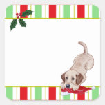 Yellow Labrador Puppy & Santa Hat Christmas Stickers