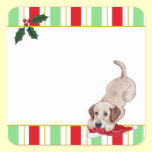 Yellow Labrador Puppy & Santa Hat Christmas stickers
