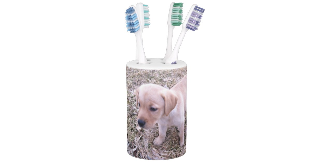Yellow Labrador Retriever Bathroom Decor Soap Dispenser & Toothbrush