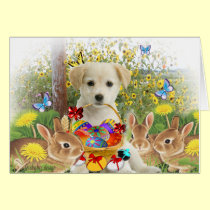 Yellow Labrador Retriever Easter Friends cards