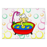 Yellow Labrador & Rubber Ducks Cartoon Card