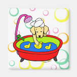 Yellow Labrador & Rubber Ducks Cartoon Magnets