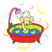 Yellow Labrador & Rubber Ducks Cartoon Sticker