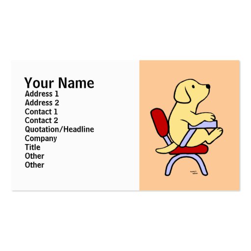 Yellow Labrador Student 1 Cartoon Business Cards (front side)