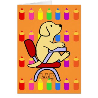 Yellow Labrador Student 1 Cartoon Pencils card