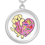 Yellow Labrador & Teacher's Heart Cartoon