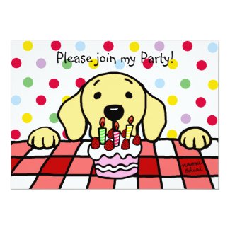 Yellow Labrador watching you Birthday 5x7 Paper Invitation Card