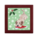 Yellow Labrador with Santa Hat Christmas Trinket Box