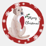 Yellow Labrador with Santa Hat Snowflake Stickers
