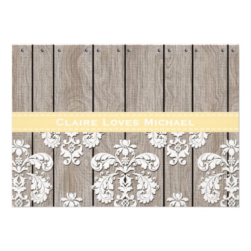 Yellow Lace Rustic Bridal Shower Invitations