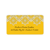 Yellow Lace Wedding Address Label